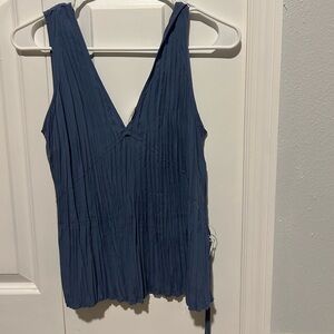 Vince Deep Blue V-Neck Blouse